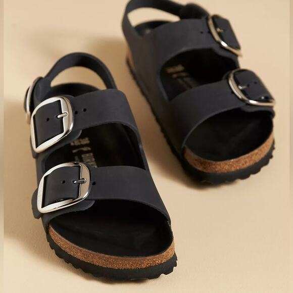 NEW Birkenstock Milano Big Buckle Oiled Leather Sandals - Picture 1 of 9